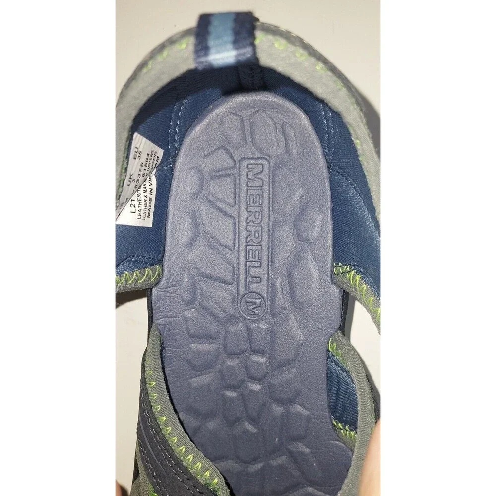 NWOT Merrill Navy/Green Big Kids Hydro Sandals RN29685 Size US 4M EU35 UK3
